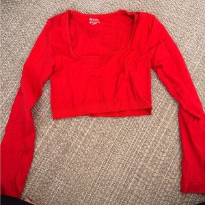 Red Long Sleeve Crop Top